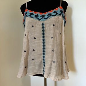 Anthropologie THML top size medium neutral embroidered tank
